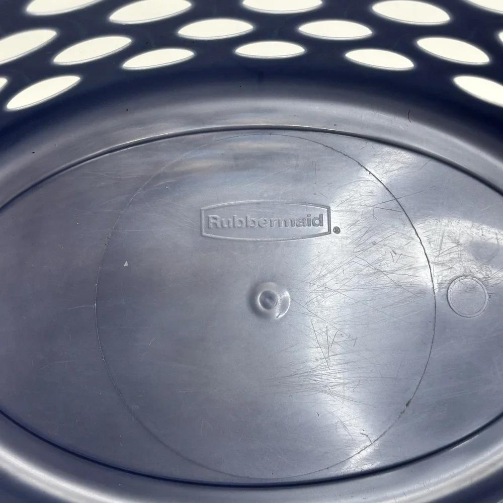 Rubbermaid Oval Carry Tote Blue Basket Handles Flexible Laundry Beach Purse‎